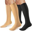 Meias de compressão FOFLORA Zipper para mulheres e homens, 2 pares