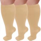 Meias de compressão GET-FA 3 pares plus size 20-30 mmHg unissex