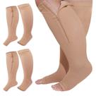 Meias de compressão Hillban Calf Zipper 15-25 mmHg nude 4XL