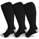 Meias de compressão LEVSOX Plus Size 20-30 mmHg de largura, panturrilha, pretas Meias de compressão LEVSOX Plus Size 20-30 mmHg de largura, panturrilha, pretas