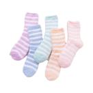 Meias De Dormir Femininas De Fleece Coral Listradas Até O Meio Da Panturrilha, 5 Pares, Grossas E Meias De Dormir Femininas De Fleece Coral Listradas Até O Meio Da Panturrilha, 5 Pares, Grossas E