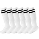 Meias de futebol, tipo unidade, 6 pares, crianças de 4 a 14 anos, brancas