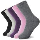 Meias de lã arenosa quentes para mulheres, caminhadas de inverno, pacote com 5 unidades, rosa