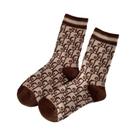Meias De Lã Grossas Para Mulheres, 12 Pares, Padrão Monograma, Cor Sólida, Respirável, Cano Médio