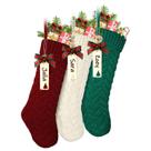 Meias de Natal LIBWYS Knit 18 polegadas, pacote com 3 bordô, brancas e verdes