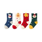 Meias De Natal Para Crianças, 4 Pares, Outono Inverno, Estilo Cartoon, Meias De Tubo Médio,