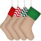 Meias de Natal Sunshane Burlap, conjunto de decoração de Natal 13