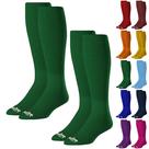 Meias de softbol de beisebol Rawlings, 2 pares, verde escuro médio