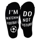 Meias engraçadas antiderrapantes de futebol estampadas em algodão preto Meias engraçadas antiderrapantes de futebol estampadas em algodão preto