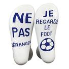 Meias engraçadas de nylon branco com tema de futebol francês Meias engraçadas de nylon branco com tema de futebol francês
