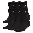 Meias femininas Adidas Athletic Cushioned Crew, 6 pares, pretas e alumínio
