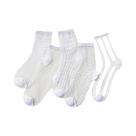 Meias Femininas De Malha Transparente, 5 Pares, Renda De Cristal Transparente, Ultrafina, Elástica,