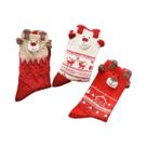 Meias Femininas De Natal Até O Meio Da Panturrilha, 3 Pares, Design De Papai Noel E Rena, Meias