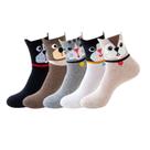 Meias femininas, desenhos animados, animais, algodão, meia panturrilha, pacote com 5 Meias femininas, desenhos animados, animais, algodão, meia panturrilha, pacote com 5