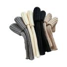 Meias Femininas Quentes Acima Do Joelho, 4 Pares, Cores Sólidas, Listras Verticais, Moda JK, Outono