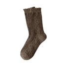 Meias Femininas Quentes E Grossas De Lã Para Outono/Inverno, Cor Sólida, Casuais, Fofas, Com