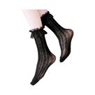 Meias Femininas Ultrafinas De Renda Transparente Com Babados, Estilo Harajuku, Meias Longas De
