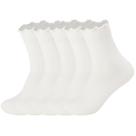 Meias Flydo Ruffle Cotton para mulheres com borda de alface, pacote com 5 unidades, brancas