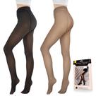Meias forradas de lã para mulheres Welvgnance Black+Coffee