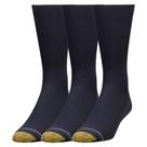 Meias GOLDTOE, vestido masculino Metropolitan Crew, 3 pares, azul marinho