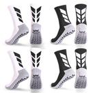 Meias Grip Mendeng Socks, antiderrapantes, para homens, pacote com 4, pretas e brancas