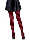 Meias Leg Avenue pretas e vermelhas listradas de nylon para mulheres 1X-2X