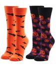 Meias Leoparts Halloween Holiday Pumpkins Bats Masculinas de algodão