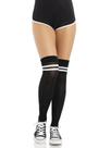 Meias Longas Atléticas Leg Avenue Caneladas Preto e Branco
