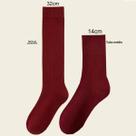Meias Longas Casuais Femininas Vermelhas De Cor Sólida, 2 Pares, Meias De Inverno Para Uso Em Casa