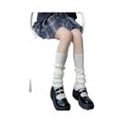 Meias Longas Femininas Brancas De Malha Estilo Lolita, Aquecedores De Pernas, Punhos De Crochê Para