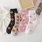 Meias Longas Macias E Fofas Para Meninas, Primavera/Verão, 4 Pares, Estilo Coreano Com Desenhos De Meias Longas Macias E Fofas Para Meninas, Primavera/Verão, 4 Pares, Estilo Coreano Com Desenhos De