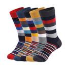 Meias Longas Masculinas Grossas Com Listras Grandes, 5 Pares, Cores Clássicas, Cano Médio, Primavera