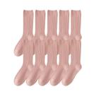 Meias Longas Retro De Algodão Para Mulheres, 10 Pares, Cor Sólida, Ajuste Solto, Estilo Coreano E
