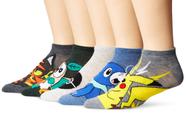 Meias Masculinas Pokémon - Pacote com 5 (39-45) - Invisíveis
