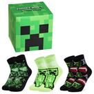 Meias Minecraft para Meninos Cano Médio Pacote com 3 Pares Tamanho 6-14 Anos Meias Minecraft para Meninos Cano Médio Pacote com 3 Pares Tamanho 6-14 Anos