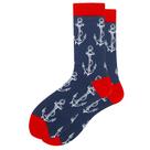 Meias Nautical Anchor Cotton Crew para homens em azul marinho x5 pares