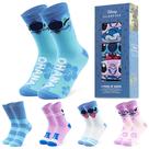Meias para panturrilhas femininas Disney Novelty Pack 5, presente macio, rosa/azul Meias para panturrilhas femininas Disney Novelty Pack 5, presente macio, rosa/azul