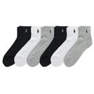 Meias POLO RALPH LAUREN Classic Sport Solid Masculinas, pacote com 6 pares