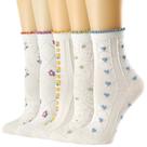 Meias redondas brancas para mulheres, algodão casual, branco, pacote com 5