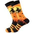 Meias redondas de Halloween com design de bruxa e lua para adultos Meias redondas de Halloween com design de bruxa e lua para adultos