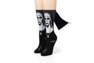 Meias redondas Honbeanify The Nun Valac impressas em 3D unissex pretas