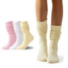 Meias Slouch Sock Scrunch para mulheres Flydo Stacked High, pacote com 3