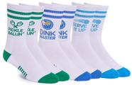Meias SOCKTOWN Performance Pickleball Crew, pacote com 3, unissex