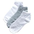 Meias Soquetes 3 Pares Estampada Branca e Cinza Tamanho 27 ao 33 - Basic+