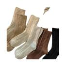Meias Térmicas Grossas De Inverno Para Mulheres, 6 Pares, Preto E Branco, Conjunto De Moda Japonesa