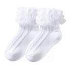 Meias WBZOTSS Little Girls com babado de renda de algodão de 4 a 6 anos, brancas