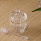 Meleira Cristal Martelado Colher E Tampa C/ Fio De Ouro 10cm