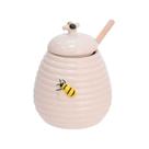 Meleira de Porcelana c/Colher Madeira Bee 300ml Hauskraft