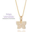 Melhor Presente Feminino Colar Borboleta Cravejada Com Pingente Rommanel Lindo Elegante
