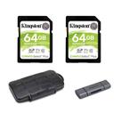 Memoria Flash KODAK Kingston 64GB SDHC Paquete con Estuche y Lector